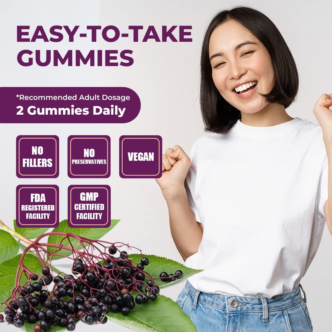 Pomona Wellness Elderberry Gummies with Zinc and Vitamin C for Immune  90 Gummies