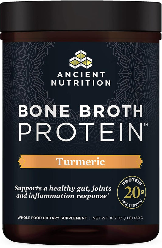 Ancient Nutrition Protein Powder Made from Real Bone Broth, Turmeric, 20g Protein Per Serving