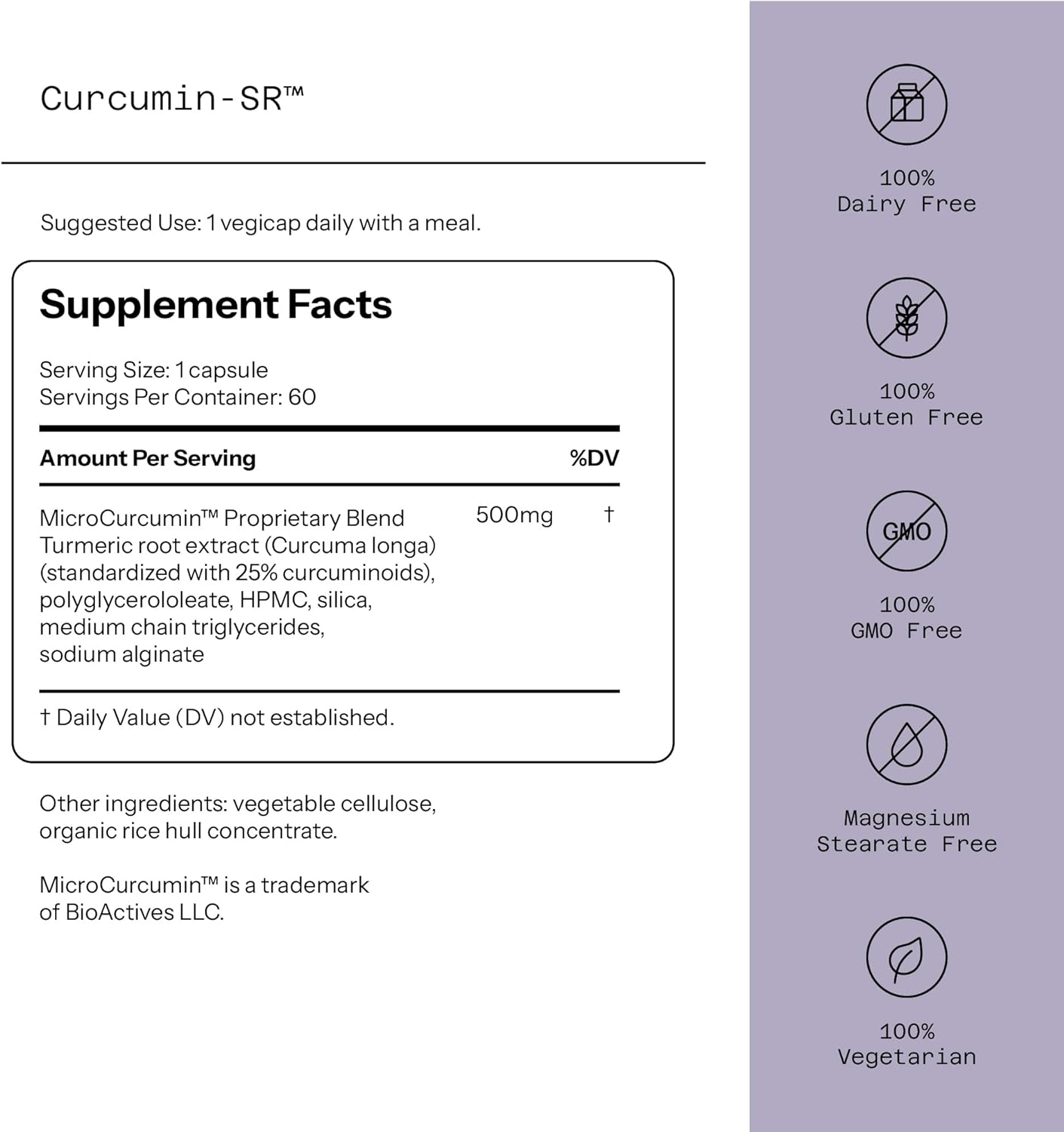 Quality of Life - Healthy Aging - Inflammation Support - Curcumin-SR - 60 Vegicaps