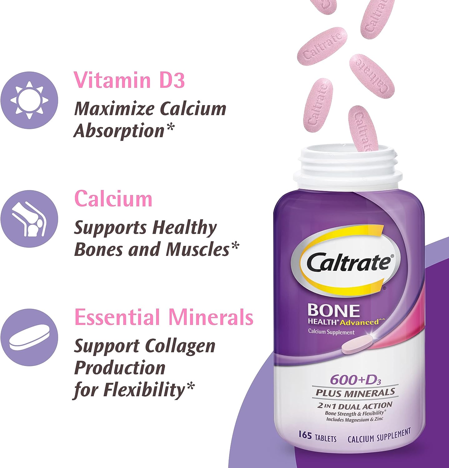 Caltrate 600 Plus D3 Plus Minerals Calcium and Vitamin D Supplement 120 Count