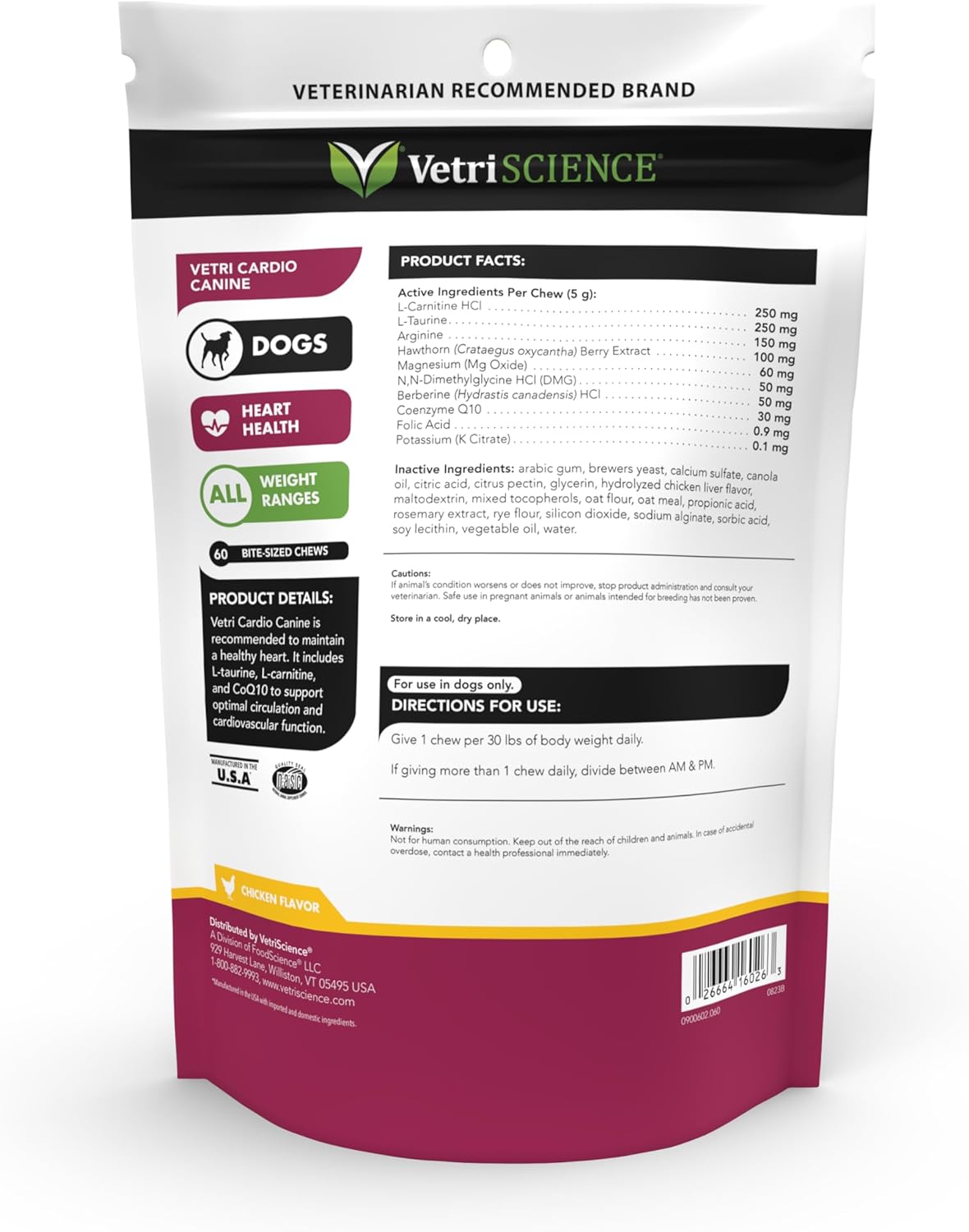 VETRISCIENCE Vetri Cardio Canine Complete Cardiovascular Support for Dogs 60 Chews