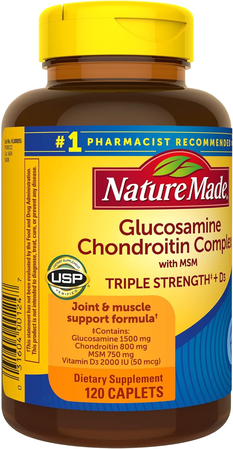 Nature Made Glucosamine Chondroitin Complex with MSM for Joint Support, 120 Caplets