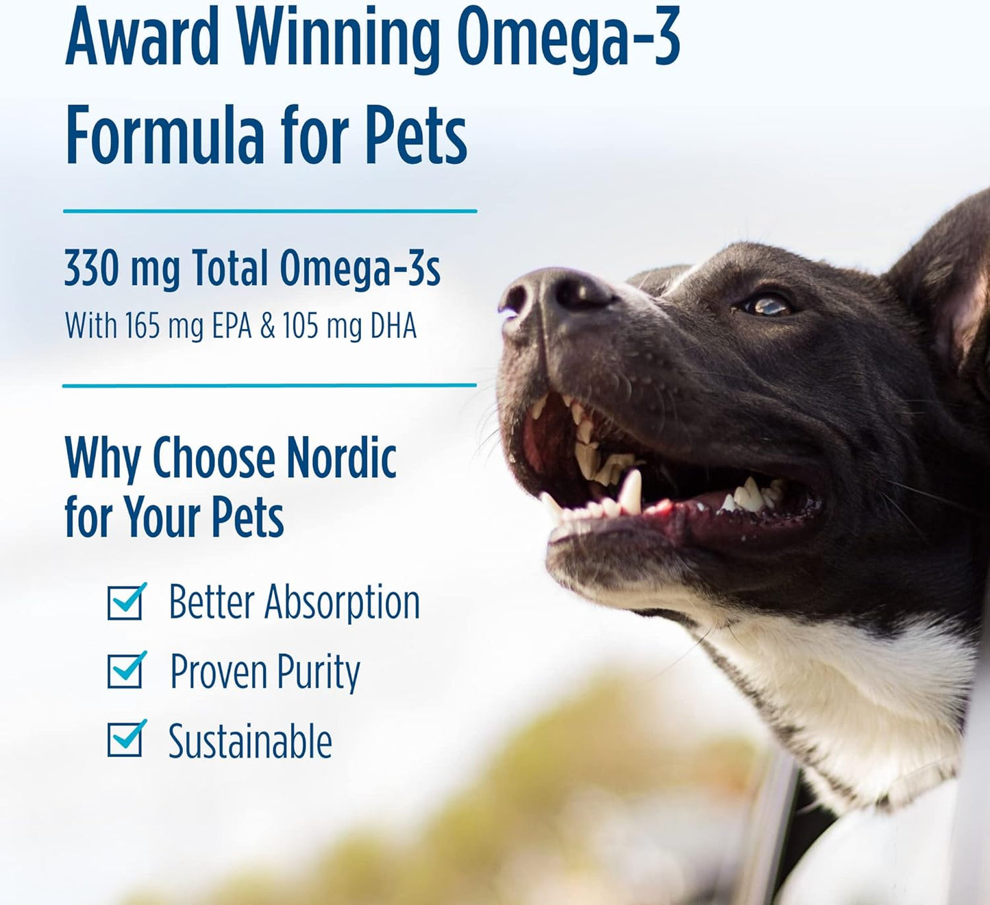 Nordic Naturals Omega-3 Pet, Unflavored - 180 Soft Gels - 330 mg