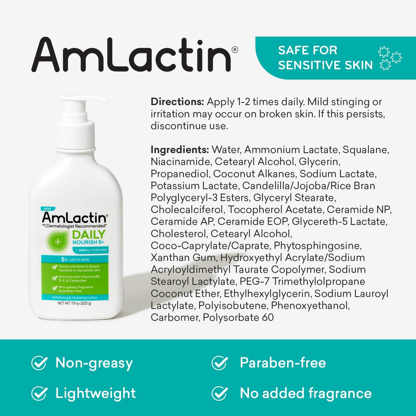 AmLactin Daily Nourish 5% - 7.9 oz Body Lotion with 5% Lactic Acid