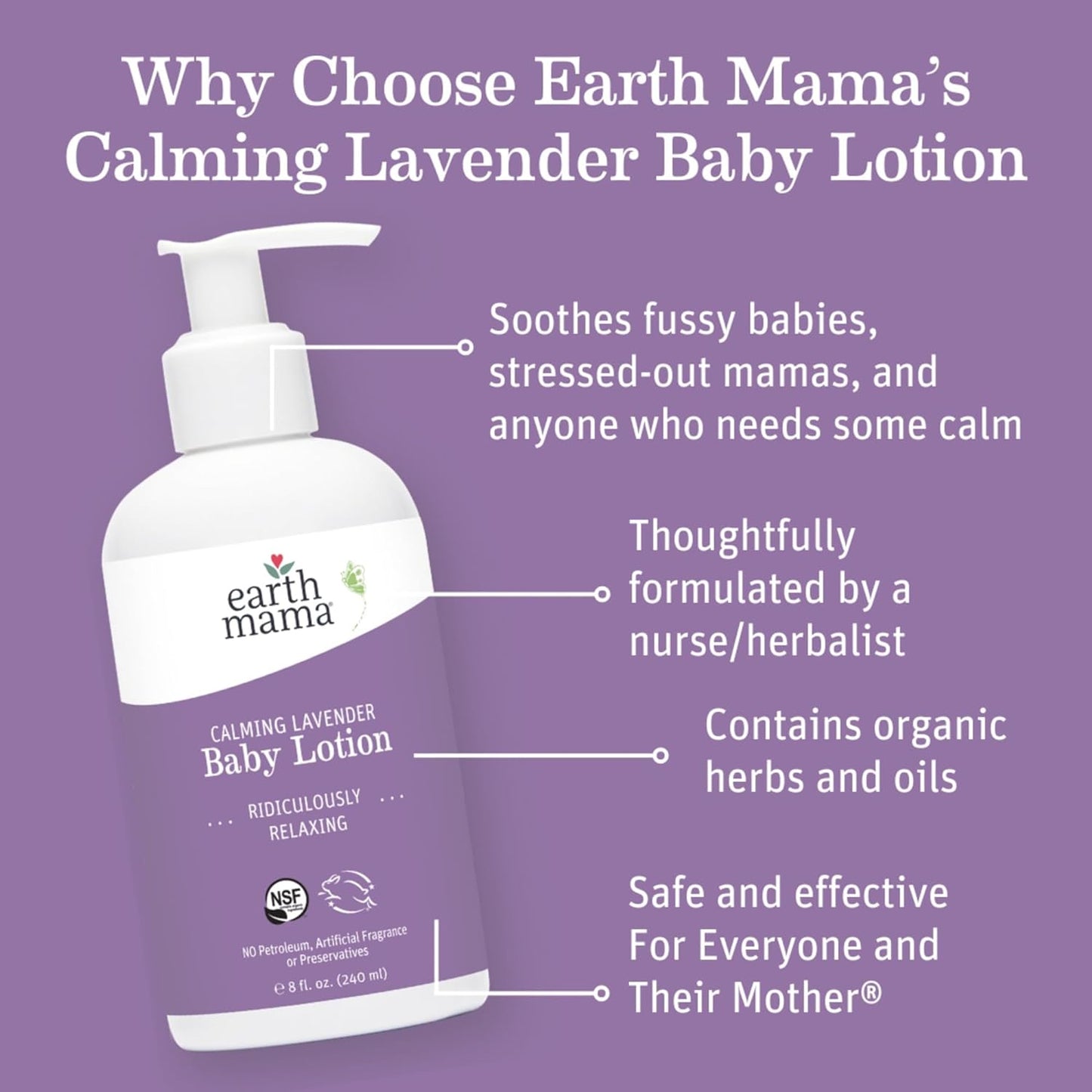 Earth Mama Calming Lavender Baby Lotion for Dry Skin