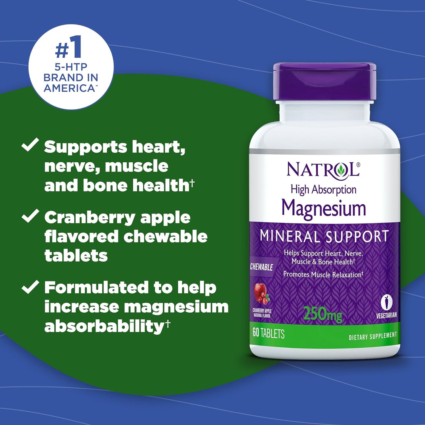 Natrol High Absorption Magnesium Chew Tablets,  60 Count