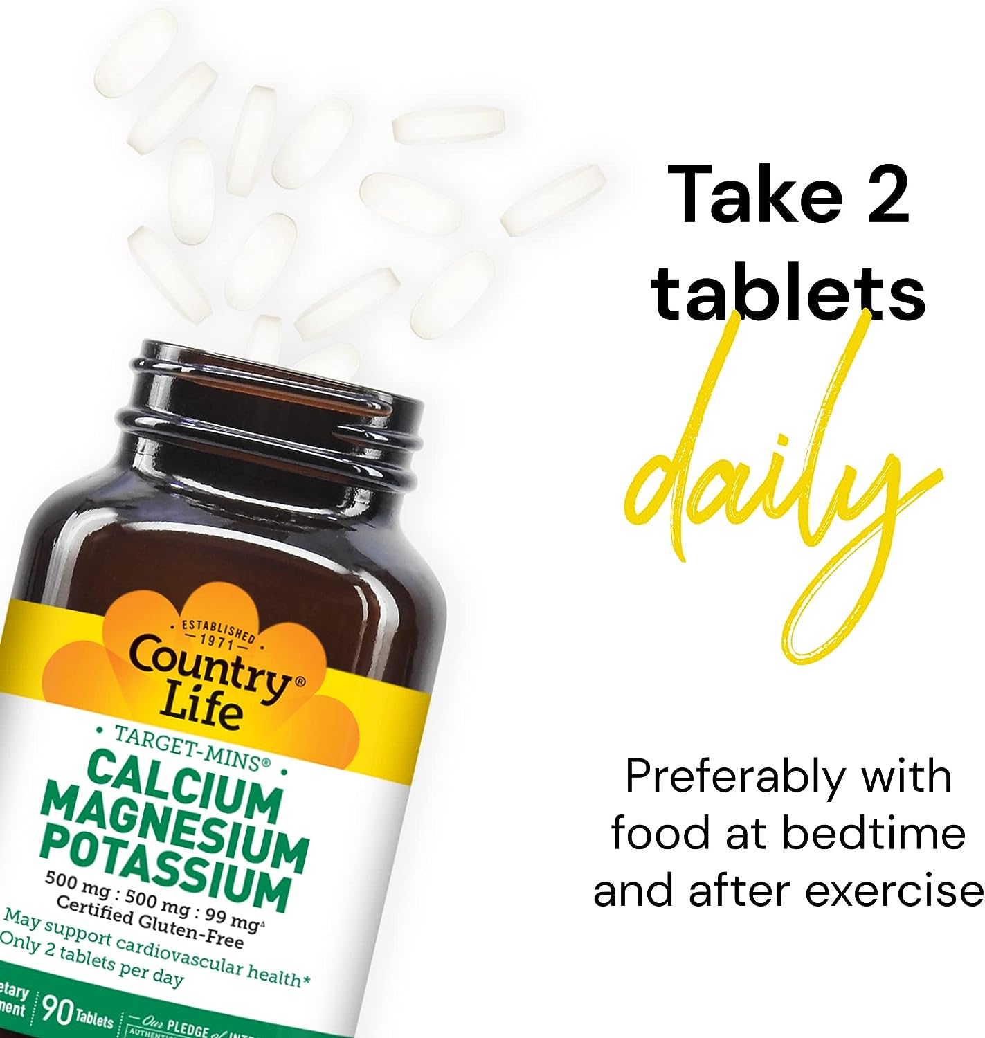 Country Life, Target-Mins Calcium Magnesium Potassium, 90 capsules