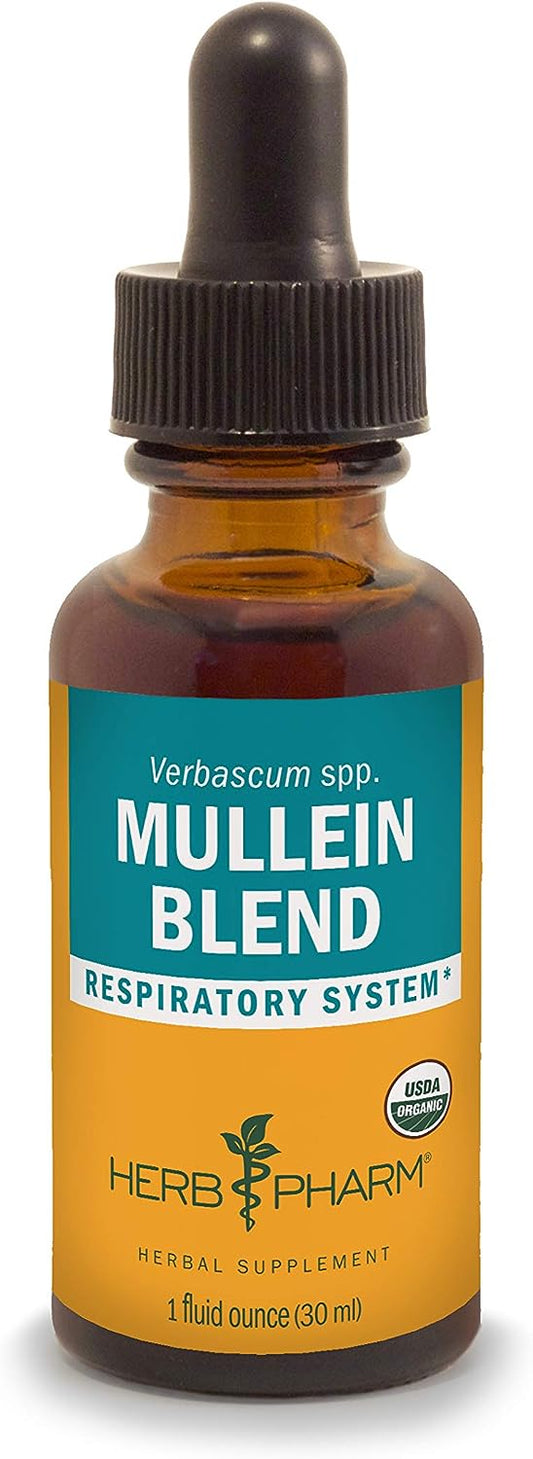 Herb Pharm Certified Organic Mullein Blend Liquid Extract for Respiratory System Support - 1 Ounce