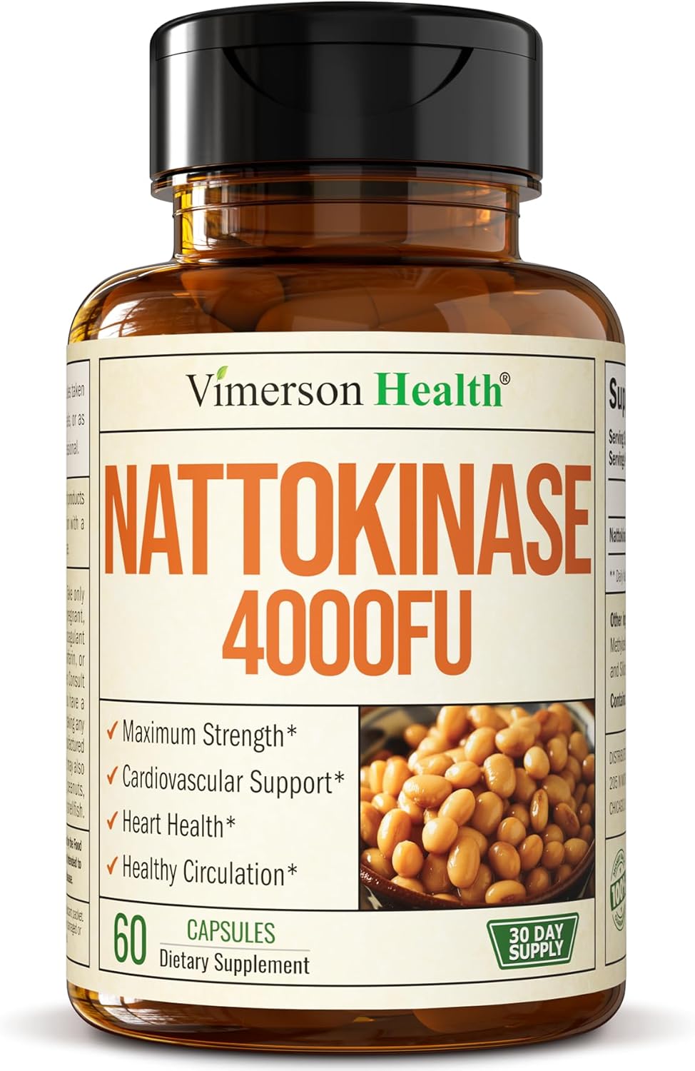 Nattokinase 4000 FU- Japanese Natto Superfood with High Potency Enzymes 60 capsules