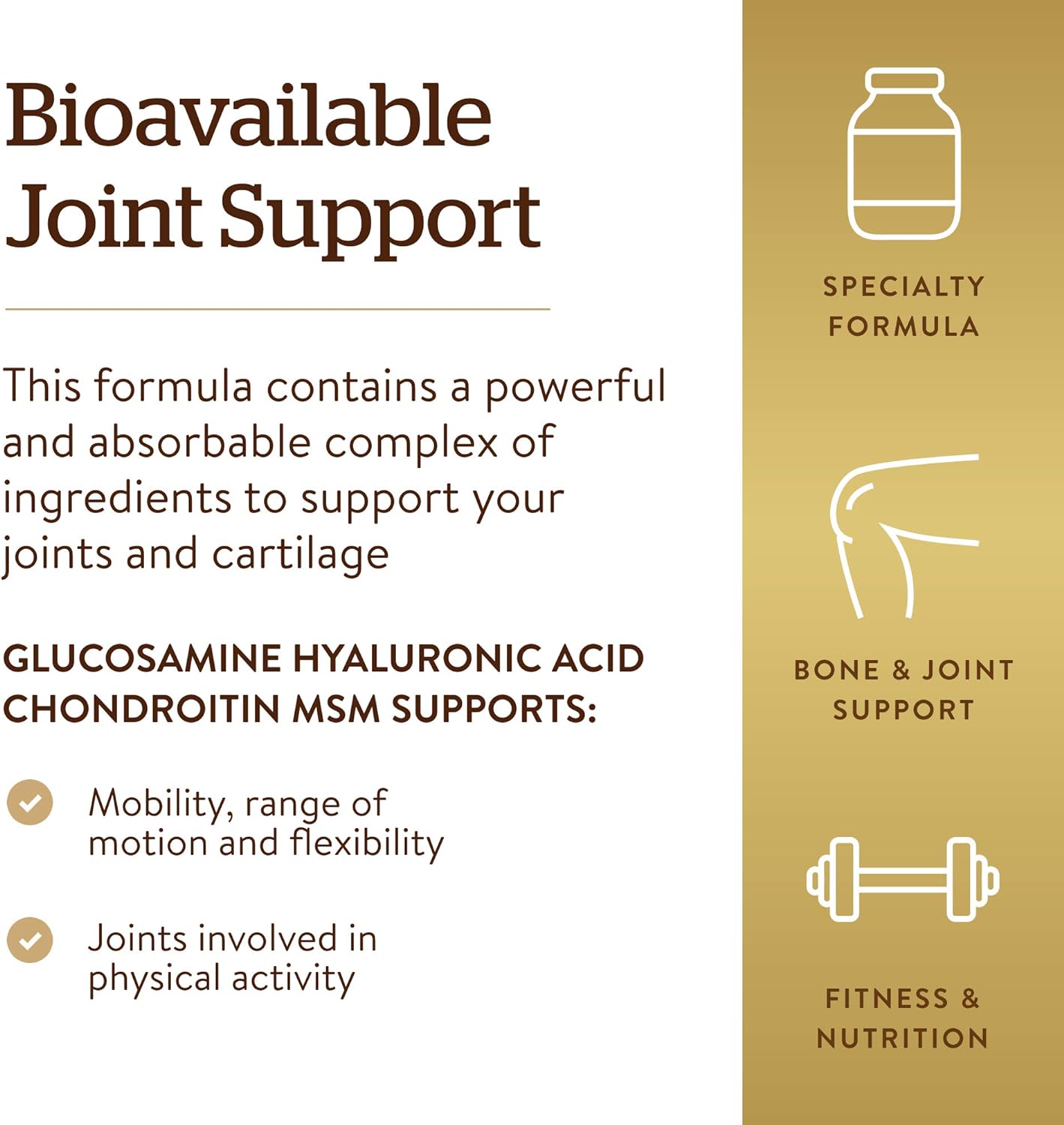 Solgar Glucosamine Hyaluronic Acid Chondroitin MSM, 120 Tablets