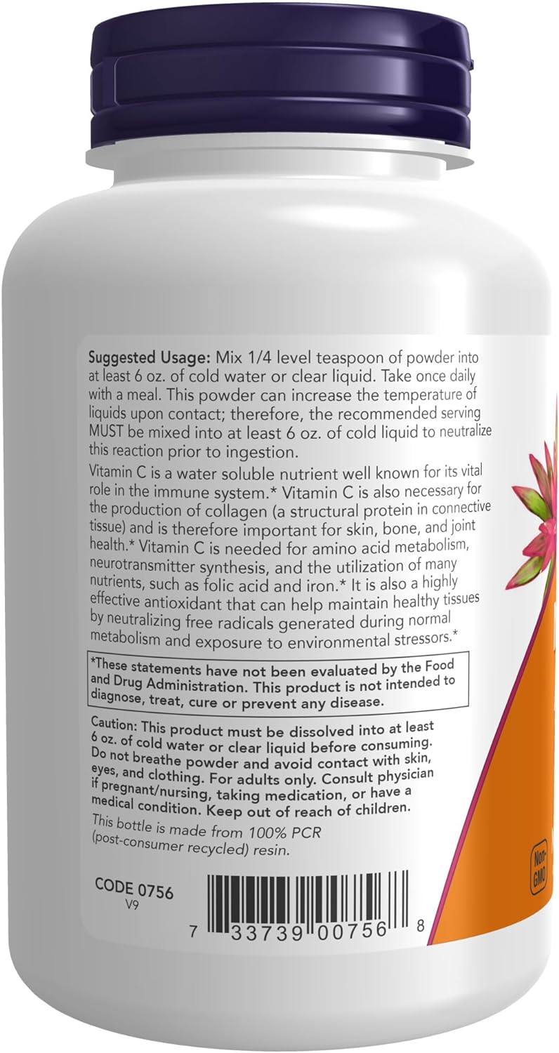 NOW Supplements, Magnesium Ascorbate Powder, Buffered, Antioxidant Protection, 8-Ounce