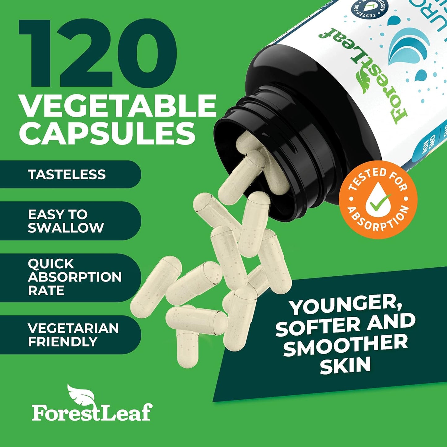 ForestLeaf - Hyaluronic Acid Supplements - 120 Vegetable Capsules