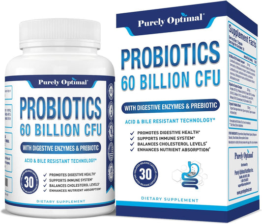 Premium Probiotics 60 Billion CFU with Organic Prebiotic, 30 count