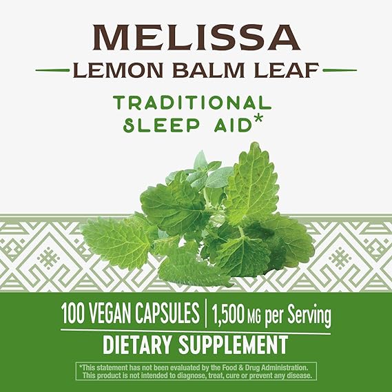 Nature's Way Premium Herbal Melissa Lemon Balm Leaf, 100 Capsules