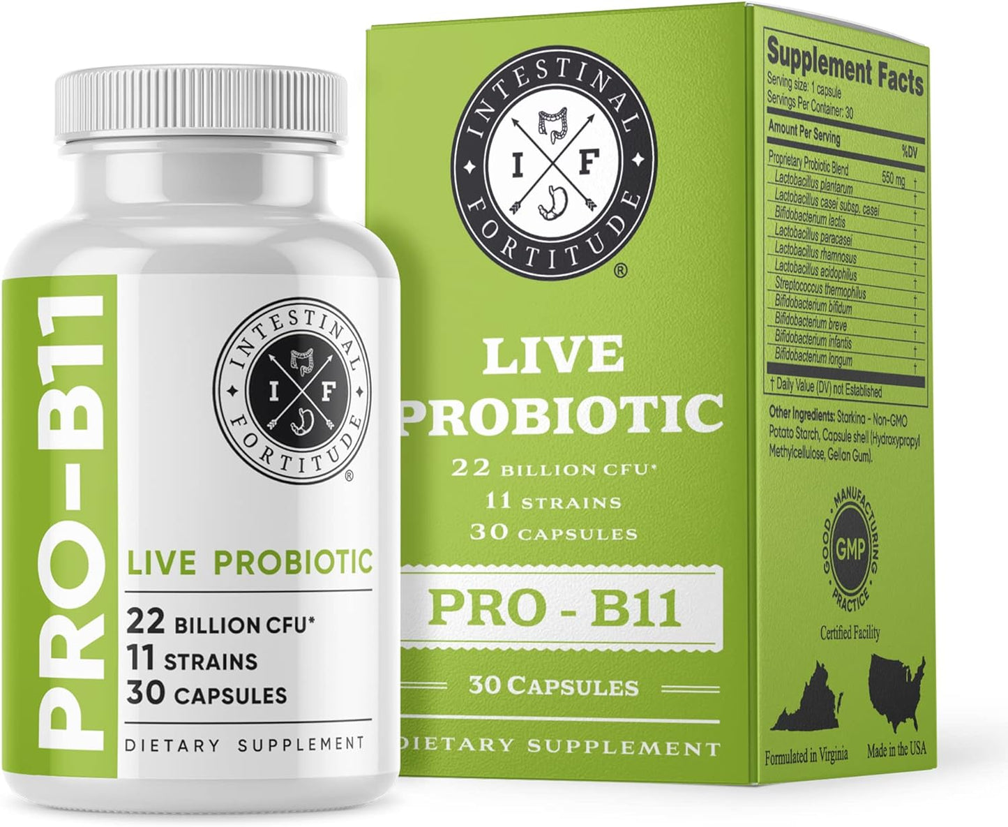 Intestinal Fortitude GLR-6 and PRO-B11 Probiotic Supplement Health