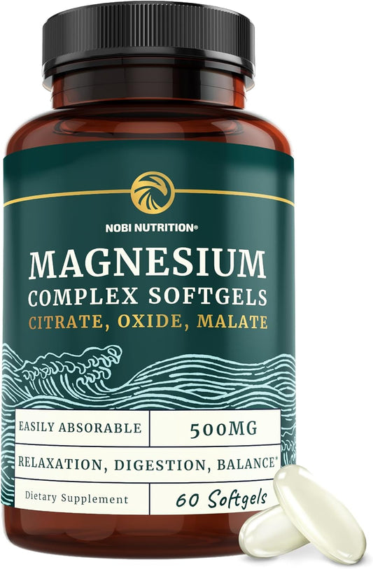 Triple Magnesium Softgels Citrate, Malate, & Oxide  Highly Absorbable 60 count