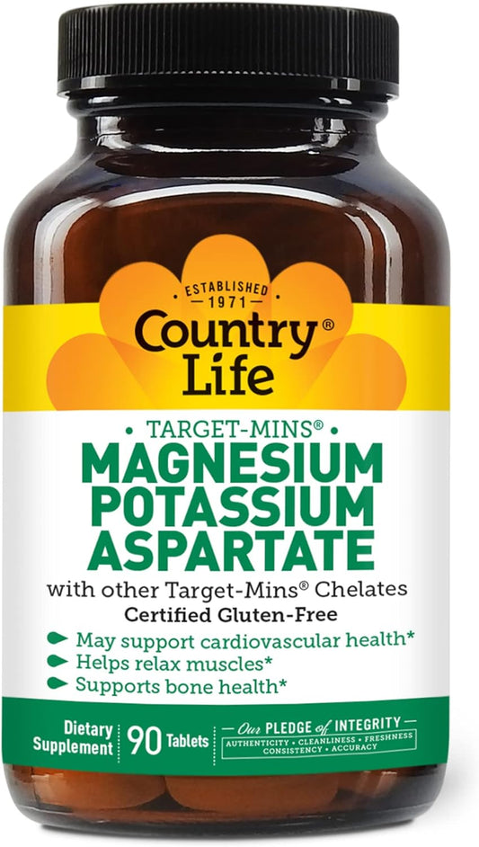 Country Life Target-Mins Magnesium Potassium Aspartate, 90 Tablets