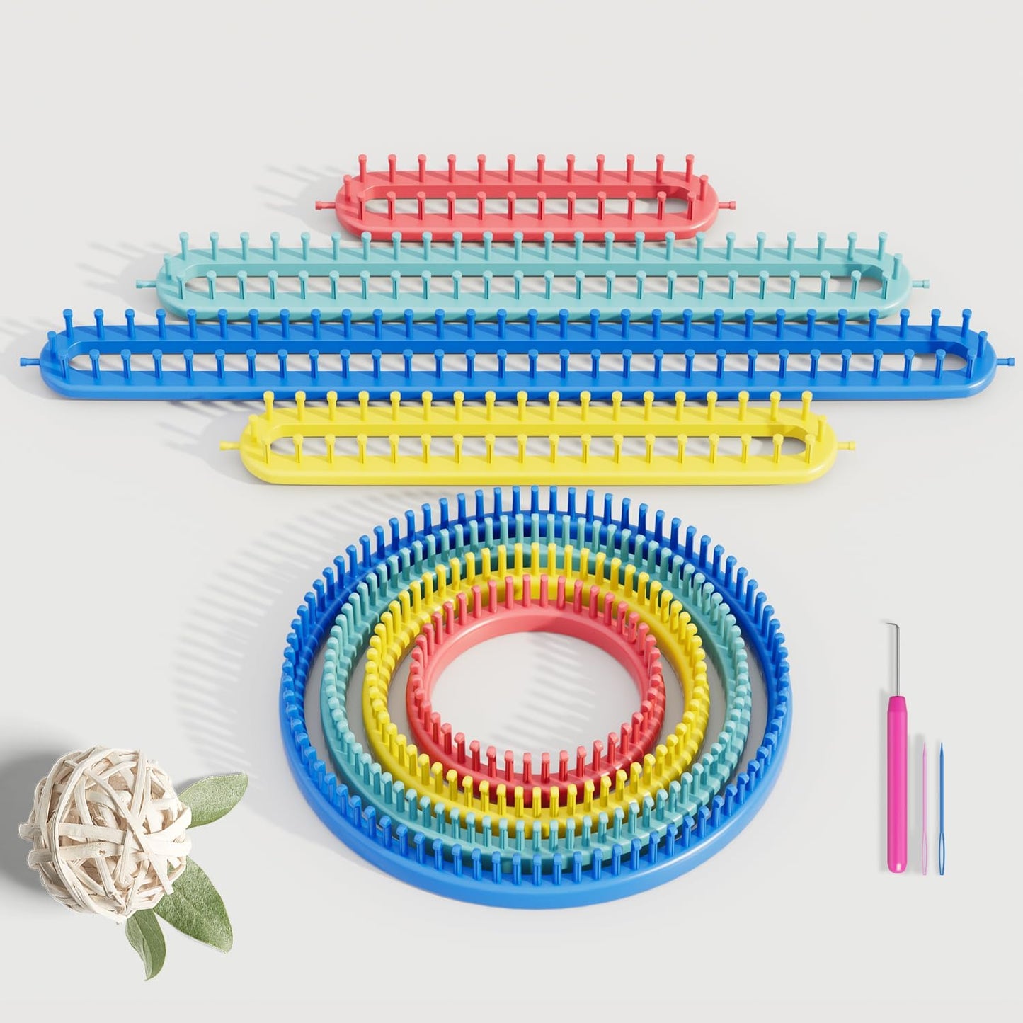 cureder Knitting Loom Craft Kit - Long Knitting Loom and Round Knitting Loom