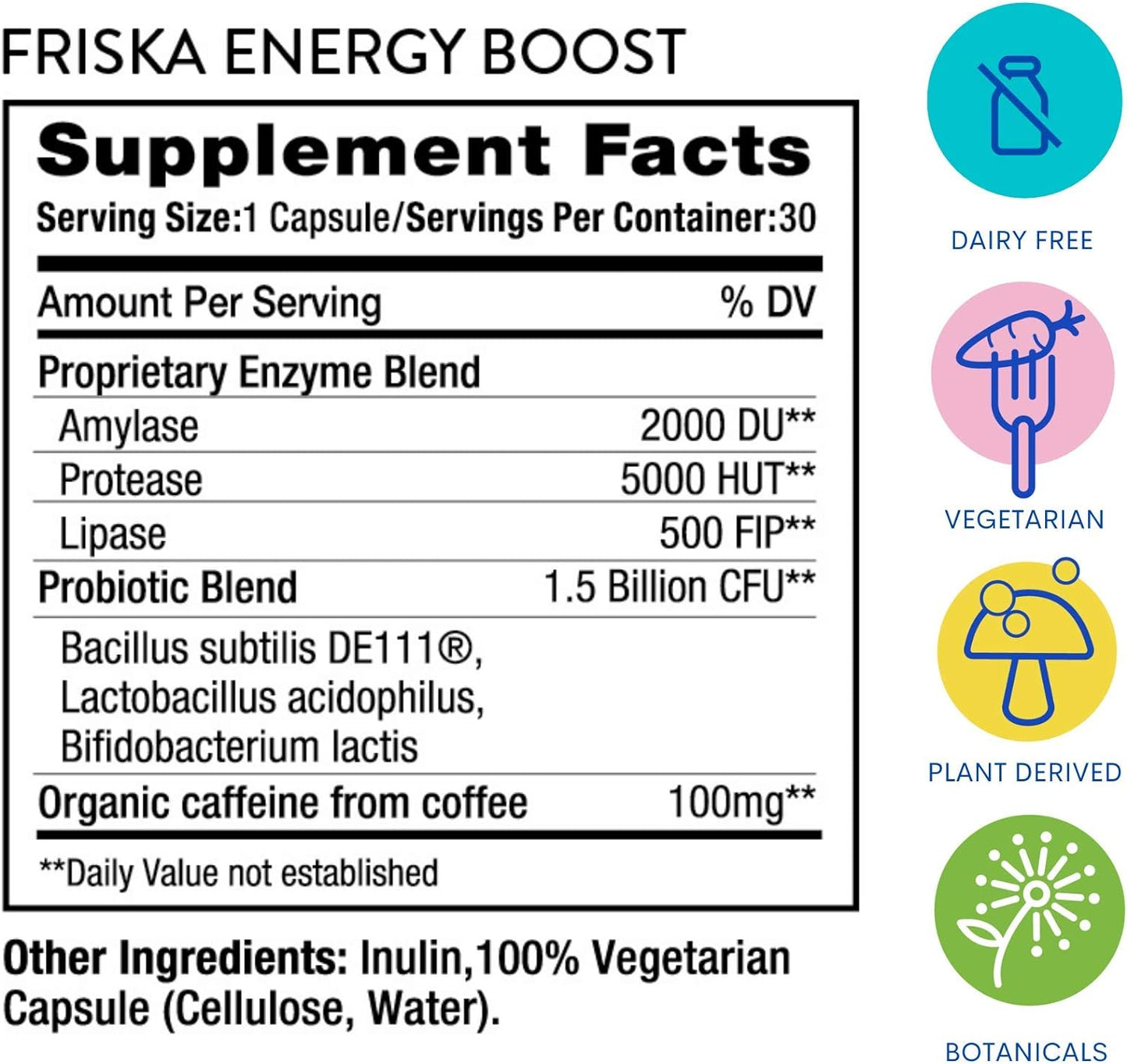 FRISKA Energy Boost Enzyme and Probiotics 30 Capsules