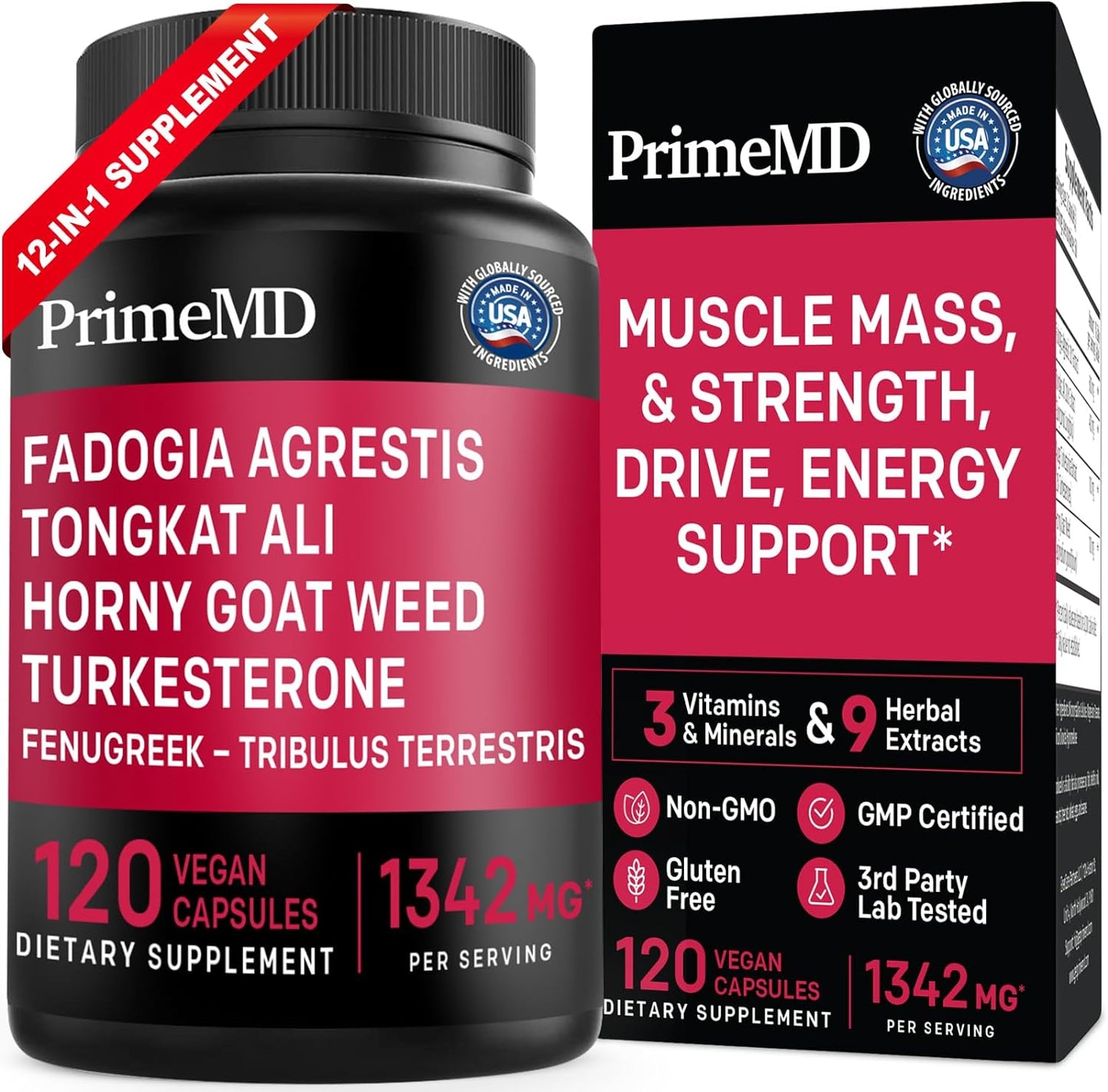 PrimeMD 12-in-1 Testosterone & Male Health Support - 120 capsules