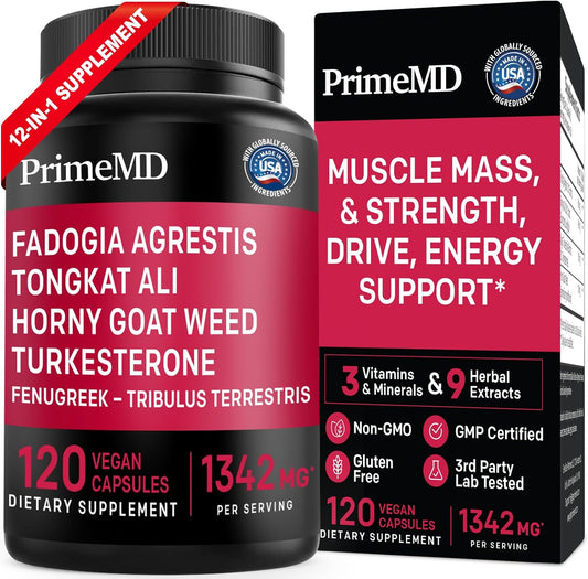 PrimeMD 12-in-1 Testosterone & Male Health Support - 120 capsules