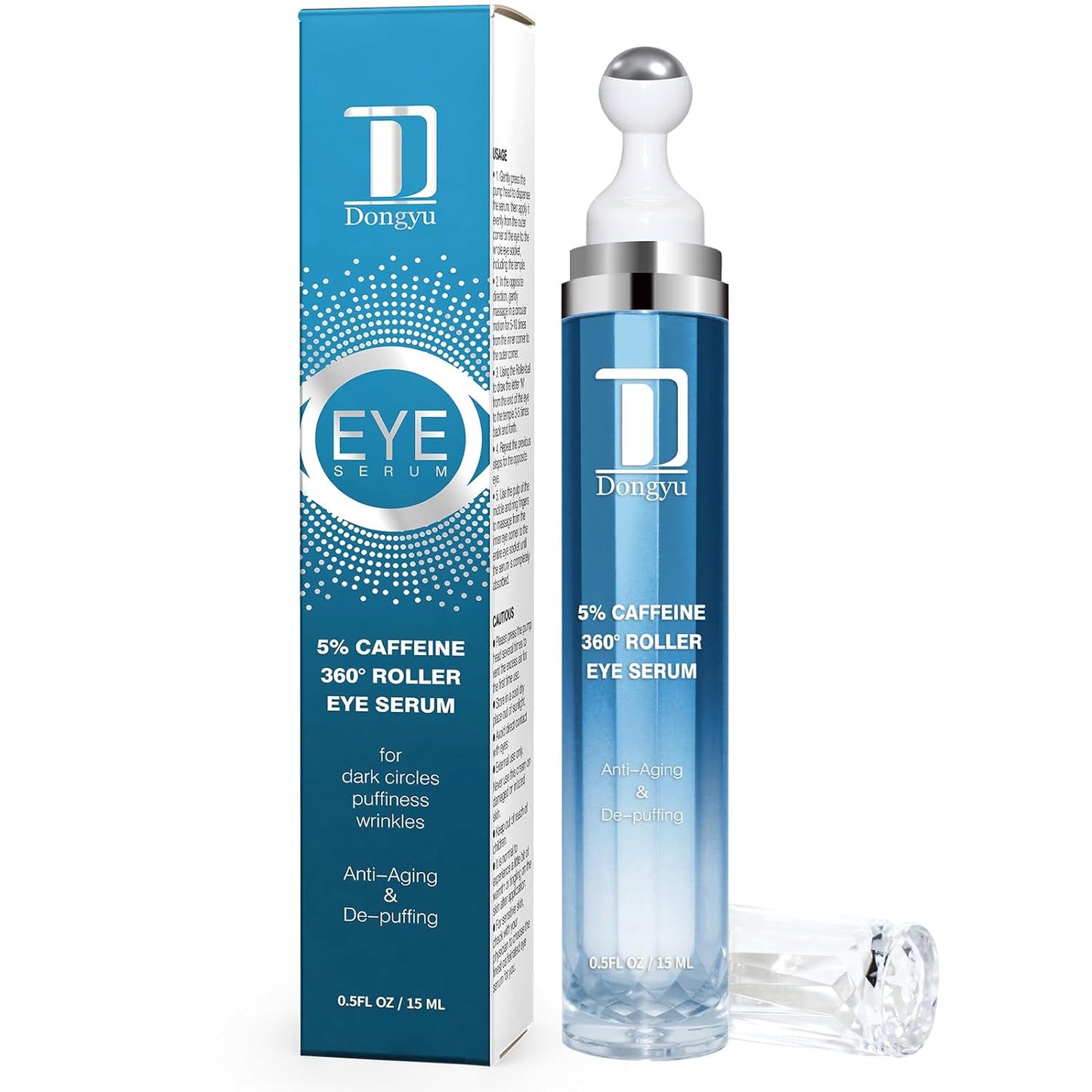 Dongyu 5% Caffeine Eye Serum and Under Eye Roller Cream