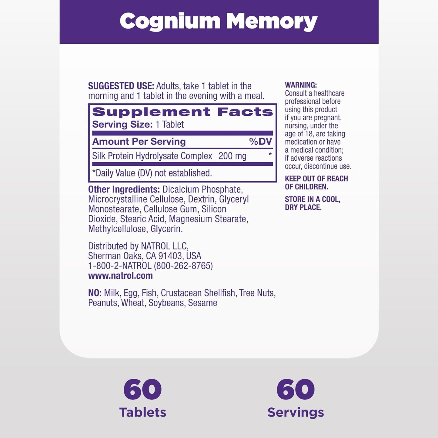 Natrol Cognium Memory Extra Strength  60 Tablets