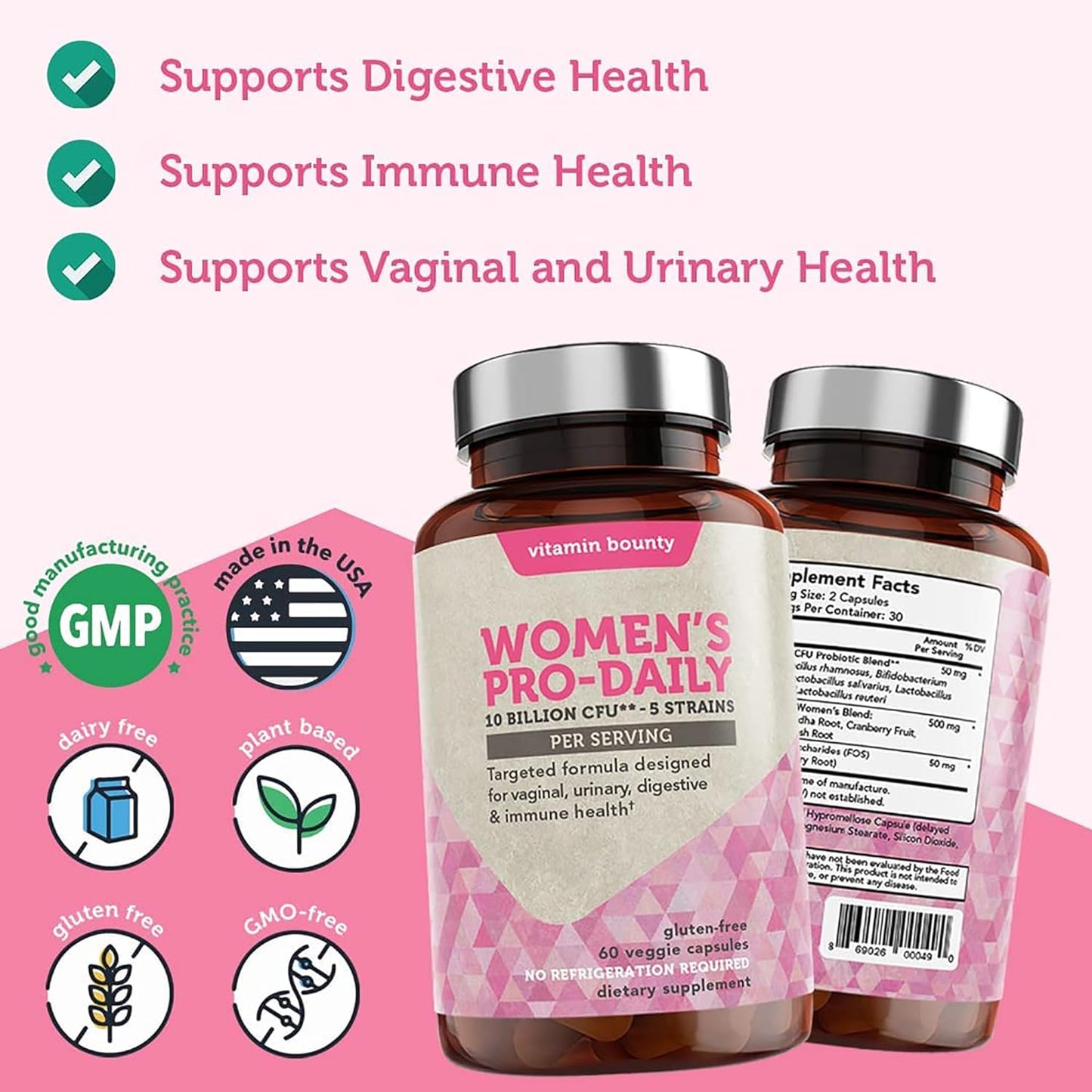 Vitamin Bounty Women's Pro Daily - Vaginal Probiotic & Prebiotic 60 capsules