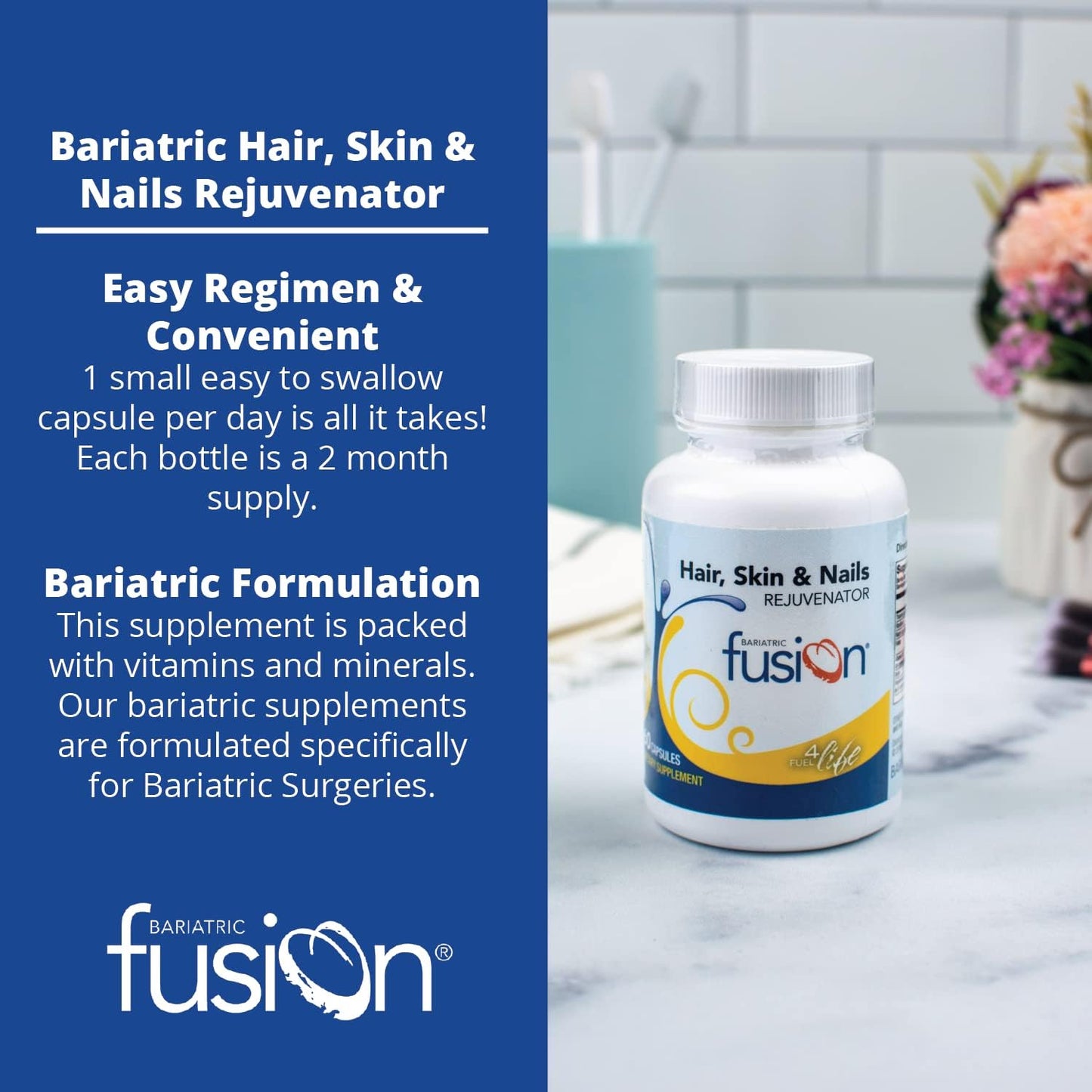 Bariatric Fusion ONE Per Day Bariatric Hair Skin and Nails Vitamins REJUVENATOR -  60 Capsules