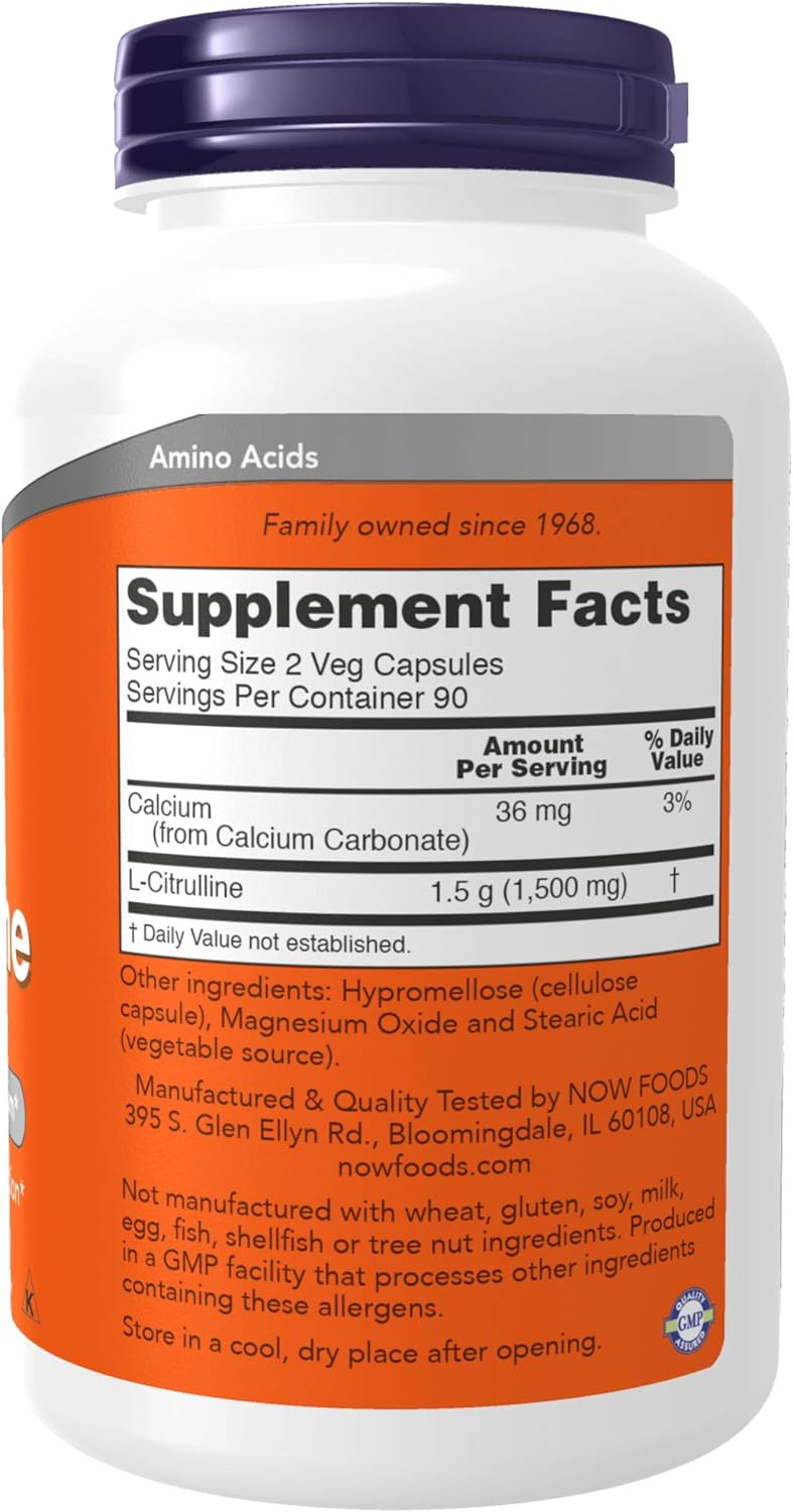 NOW Supplements, L-Citrulline 750 mg, 180 capsules