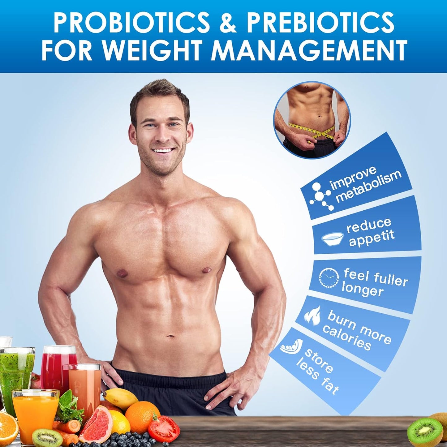 Probiotics for Men, Probiotics and Prebiotics for Digestive Health, 90 Tablets