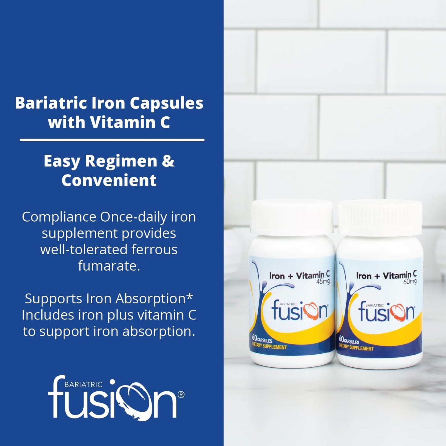 Bariatric Fusion Iron Supplement 45mg with Vitamin C -  60 Count