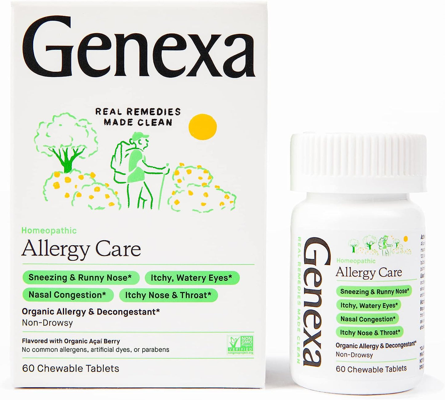 Genexa Adults' Allergy Care Non-Drowsy, Homeopathic Decongestant 60 Chewable Tablets