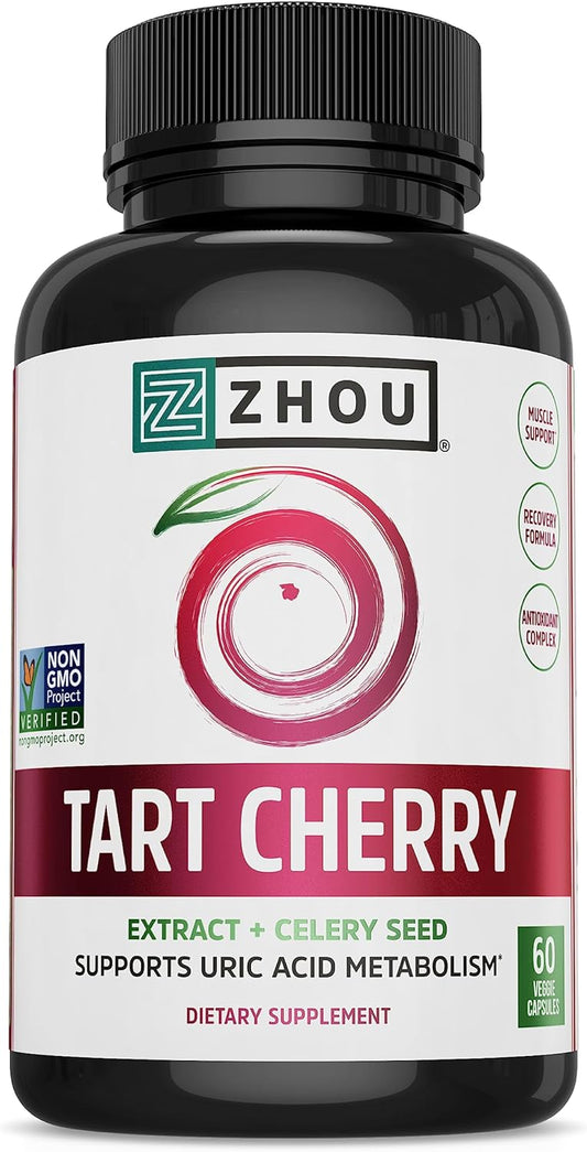 Zhou Tart Cherry Extract with Celery Seed Advanced Uric Acid  60 Veggie Caps