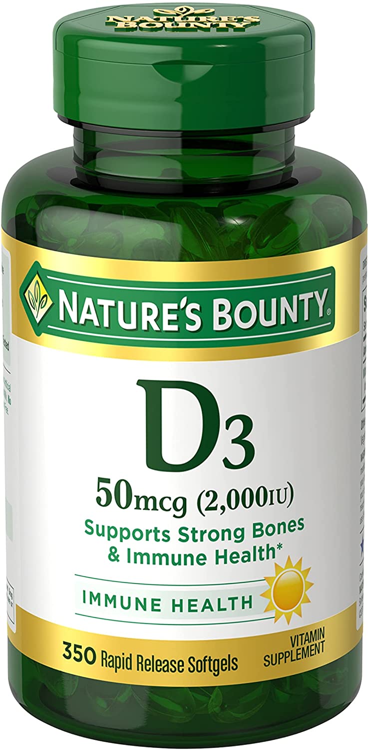 Nature’s Bounty Vitamin D3, Immune Support, 2000 IU, Softgels, 350 Ct