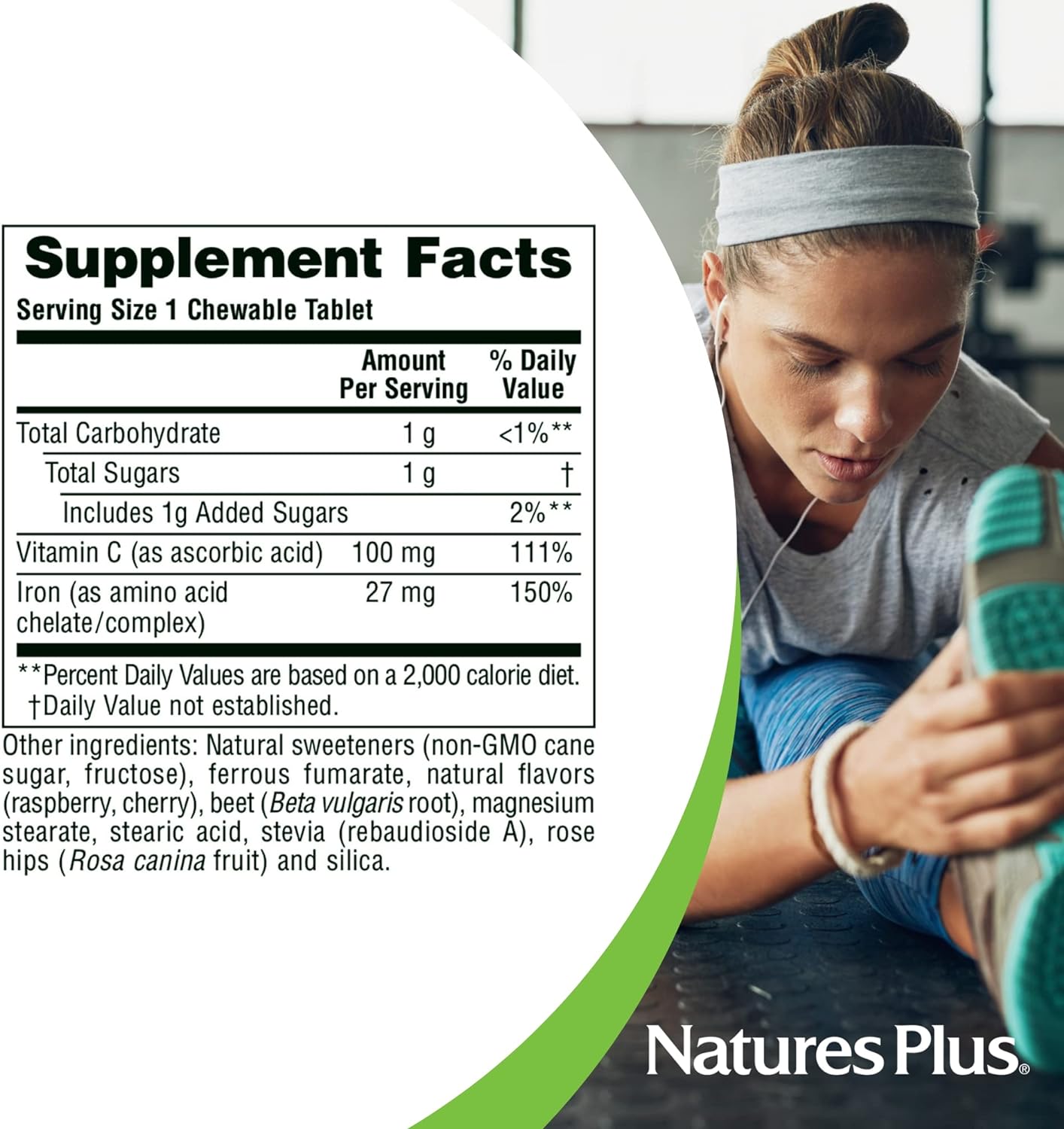 NaturesPlus Chewable Iron - 27 mg, 90 Chewable Tablets