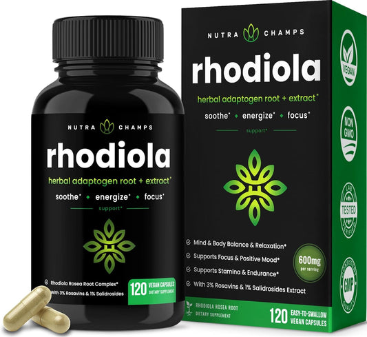 NutraChamps Rhodiola Rosea Capsules [120] Rosavin Plus Salidrosides