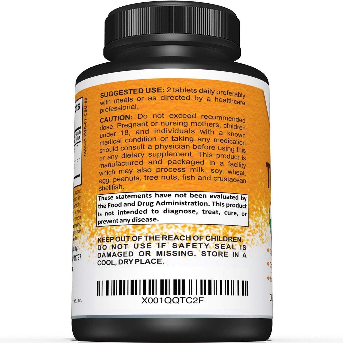 USDA Certified Organic Turmeric Supplement –60 Count