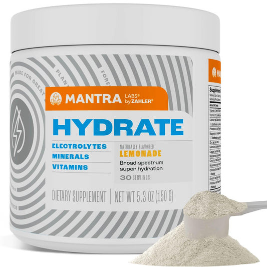 Mantra By Zahler Game-Changing, Great-Tasting, Sugar-Free Hydration Supplement, Lemonade Flavor, 30 Servings.