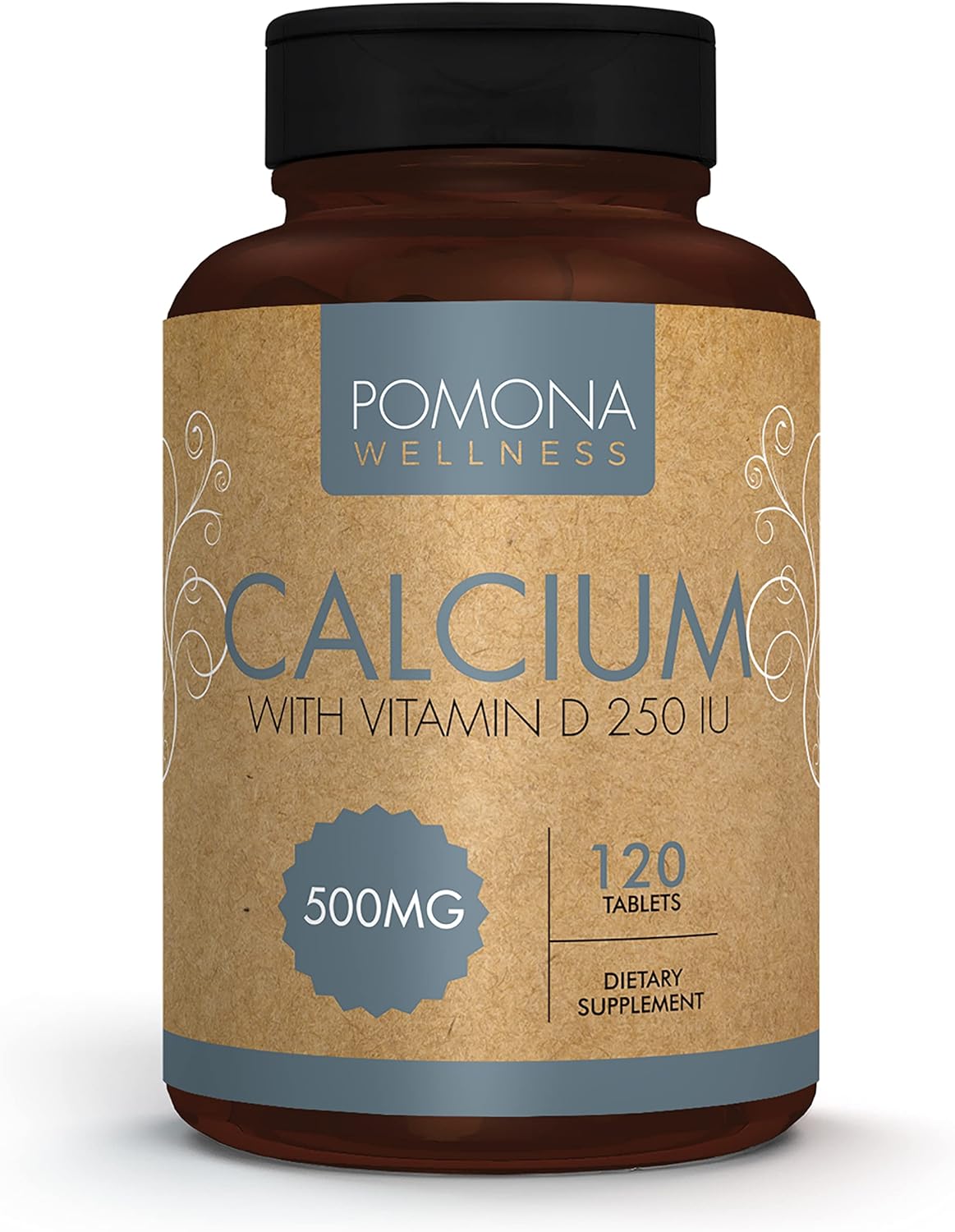 Pomona Wellness Calcium and Vitamin D Daily Supplement, 120 Tablets