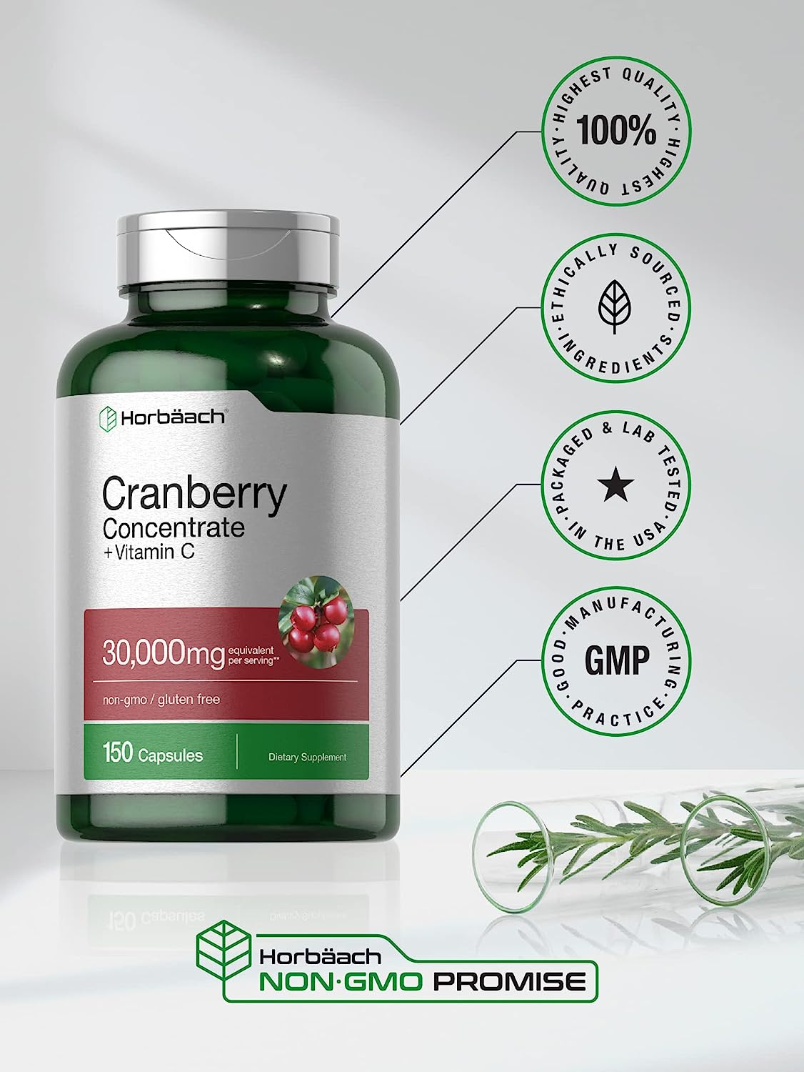 Cranberry Concentrate Extract + Vitamin C  150 Capsules