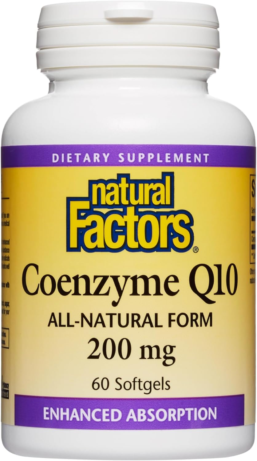 Natural Factors, Coenzyme Q10 200mg, CoQ10 Supplement for Energy, Heart and Antioxidant Support, 60 softgels