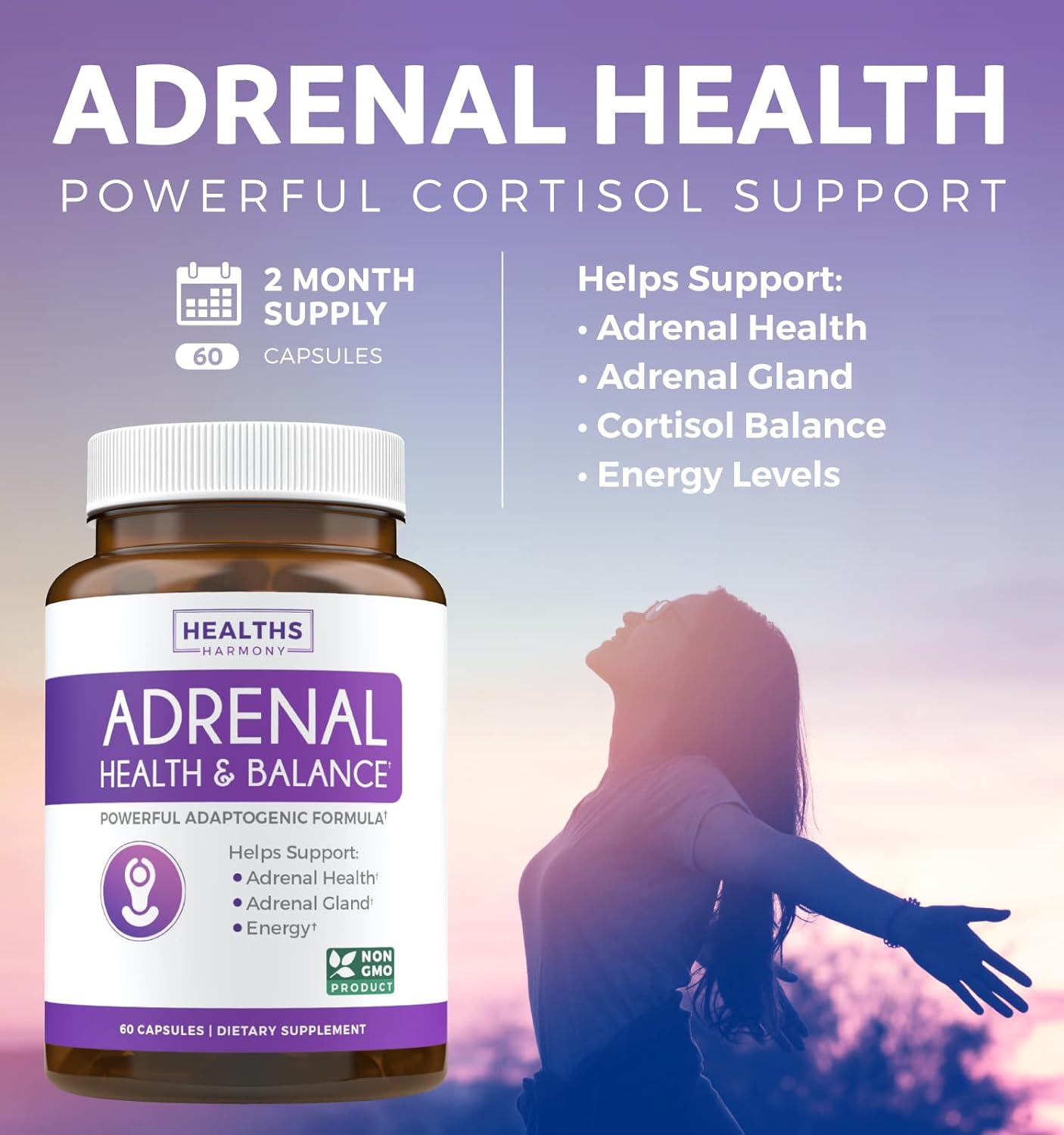 Adrenal Support & Cortisol Manager  Powerful Adrenal Health 60 Capsules