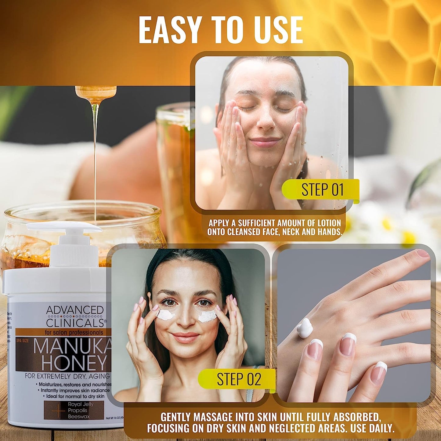 Advanced Clinicals Manuka Honey Cream Face Moisturizer & Body Butter