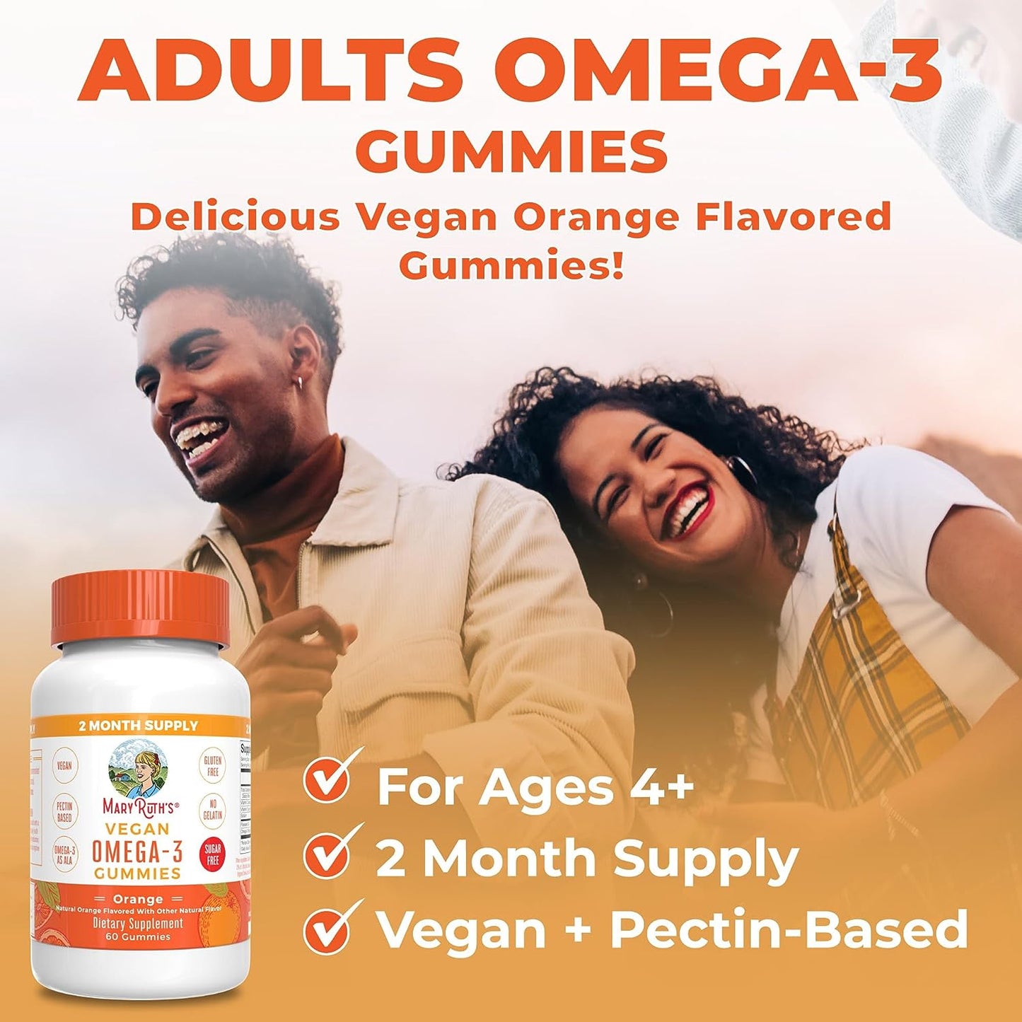 MaryRuth's Vegan Omega 3 Gummies for Adults  60 Count