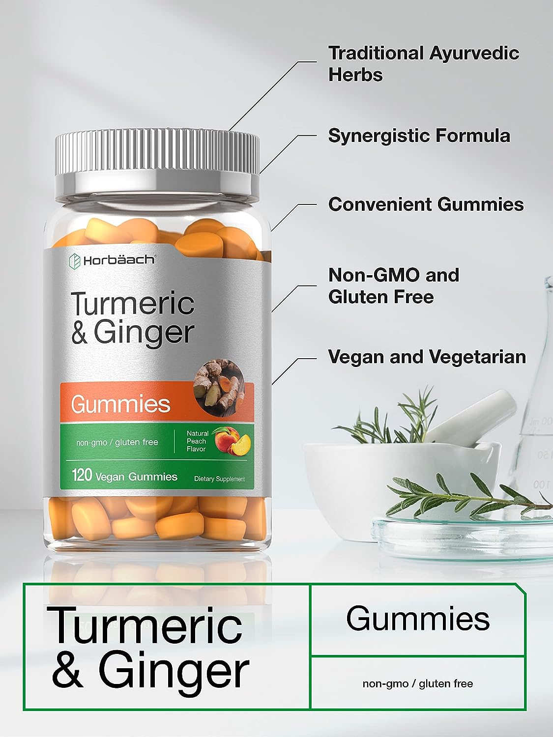 Turmeric and Ginger Gummies  120 Count