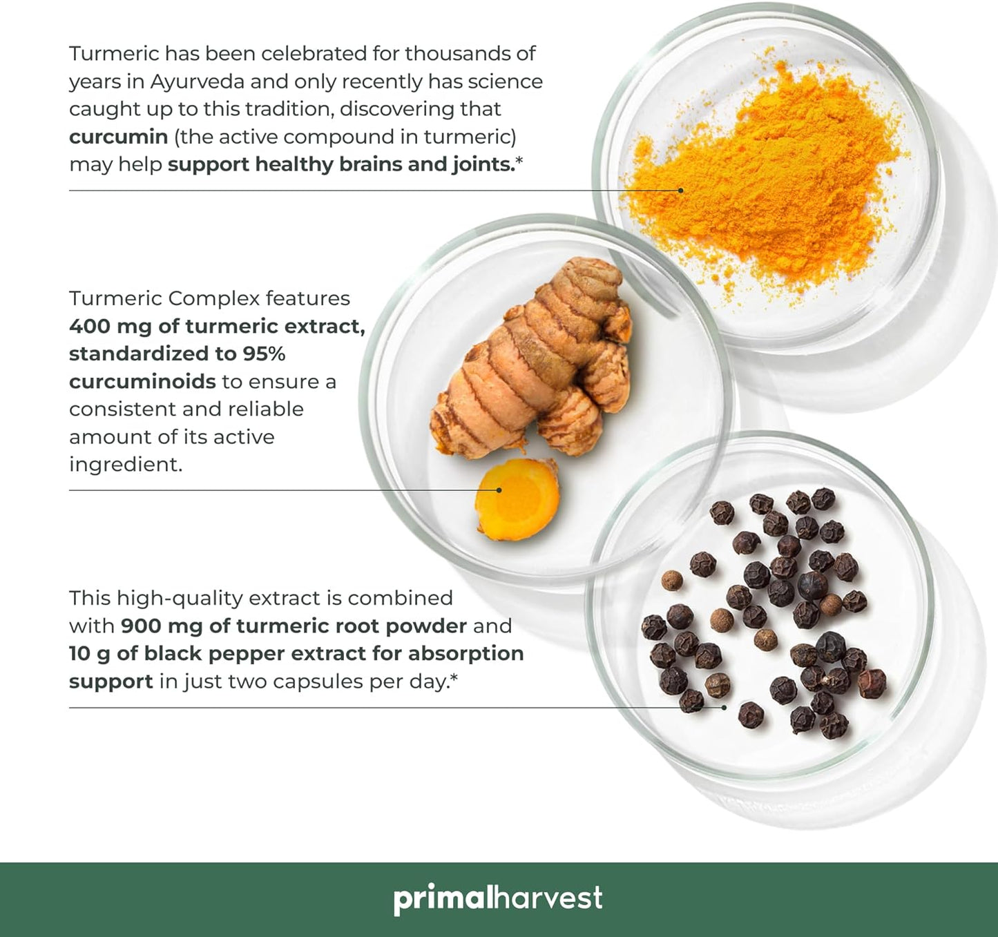 Primal Harvest Turmeric Curcumin with Black Pepper, 1 Bottle