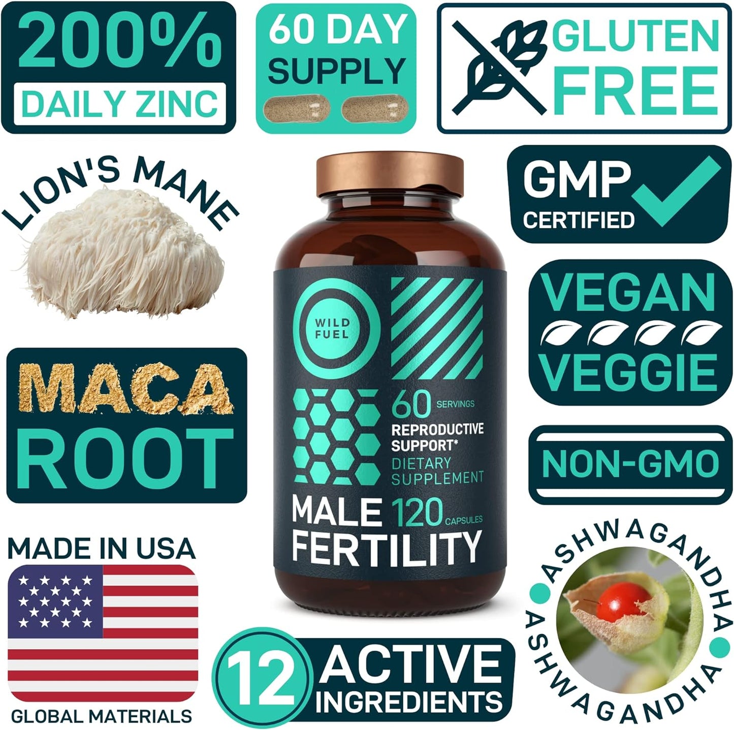 Fertility Supplements For Men Prenatal Vitamin -120 Capsules