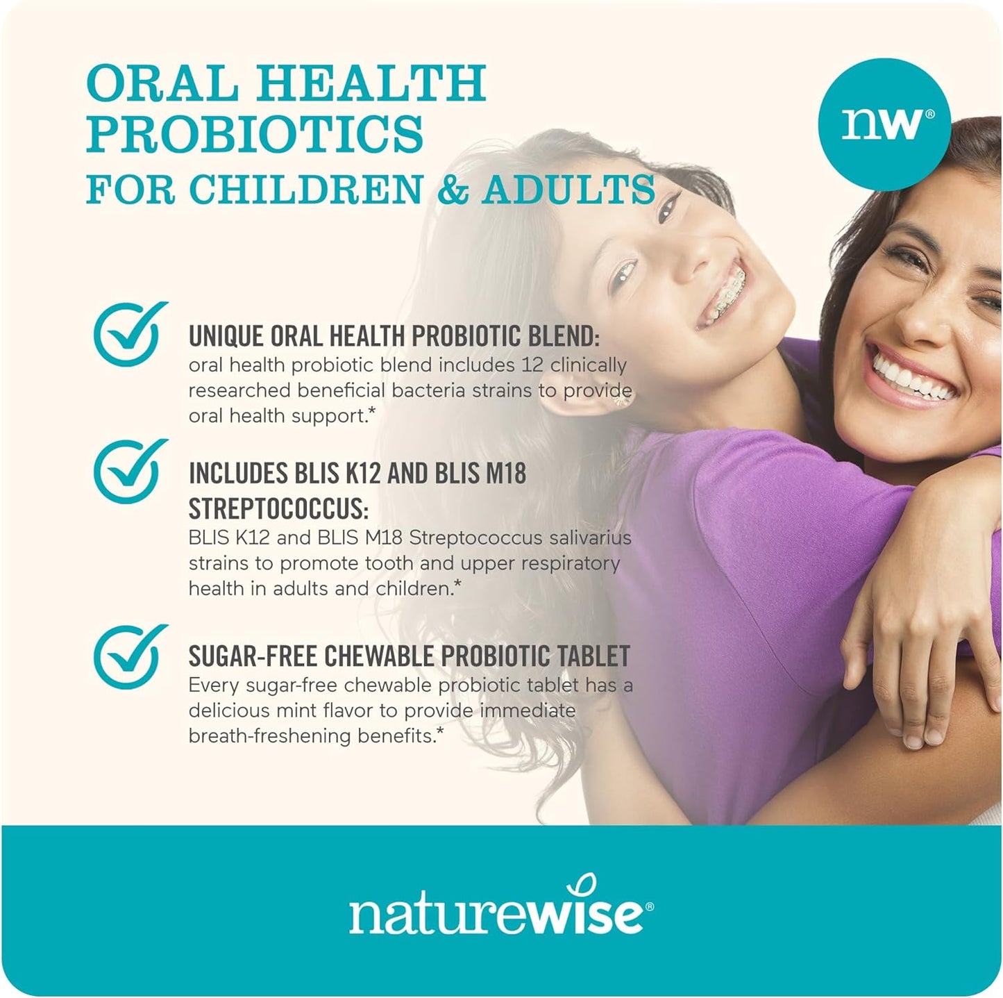 NatureWise Oral Health Chewable Probiotics 50 Tablets