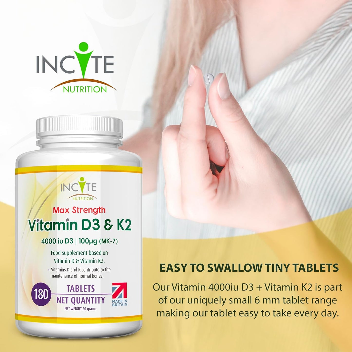 Vitamin D3 K2 (MK7) - Vitamin D3  & Vitamin K2-180 Tablets